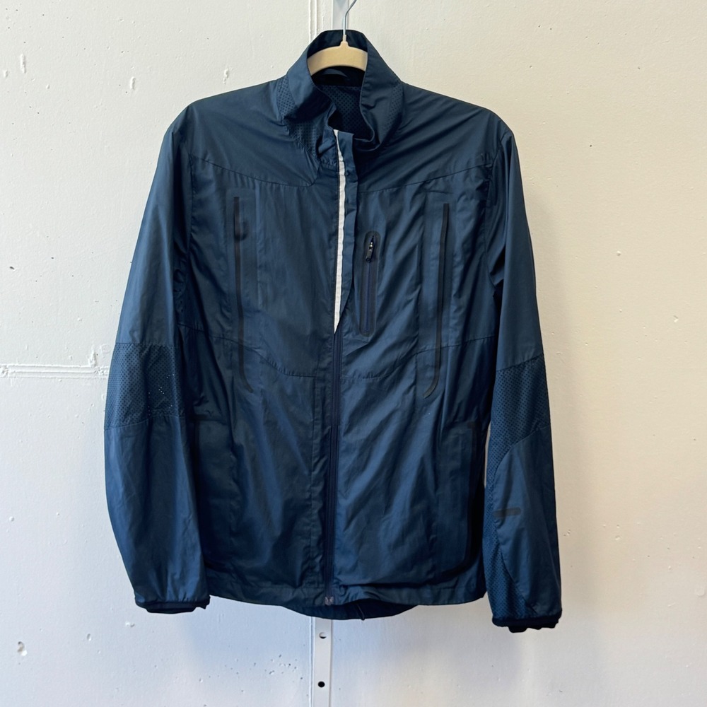 Lululemon Women's Mesh Vent Raincoat Windbreaker Jacket Navy Blue‎ Full Zip